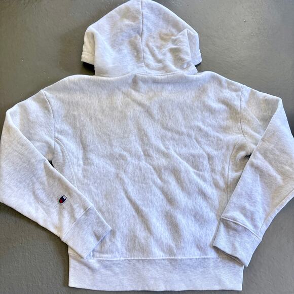Champion Reverse Weave Heather Gray Spellout Hoodie Small - Picture 6 of 10